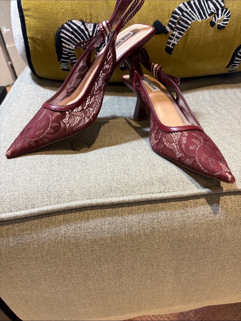 Steve Madden Wine Lace Slingback Pointed Heels